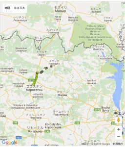 ナロヂチはチェルノブイリの西70kmにある。レベル２の強制移住区域。
